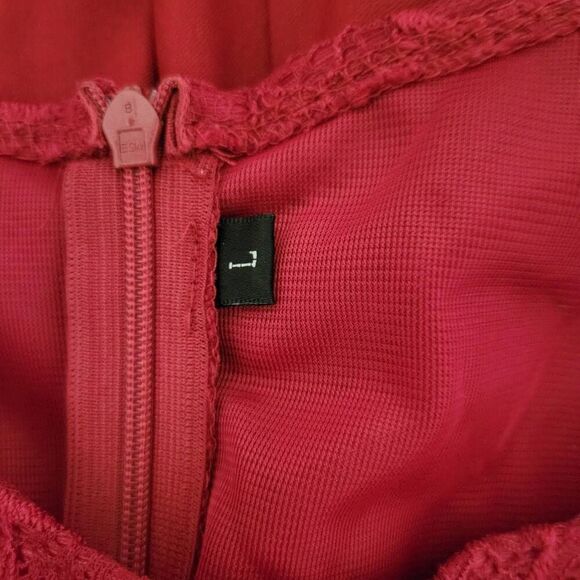 Red Lace Wedding Homecoming Casual Evening Cocktail Party Dress Designer - Picture 12 of 16